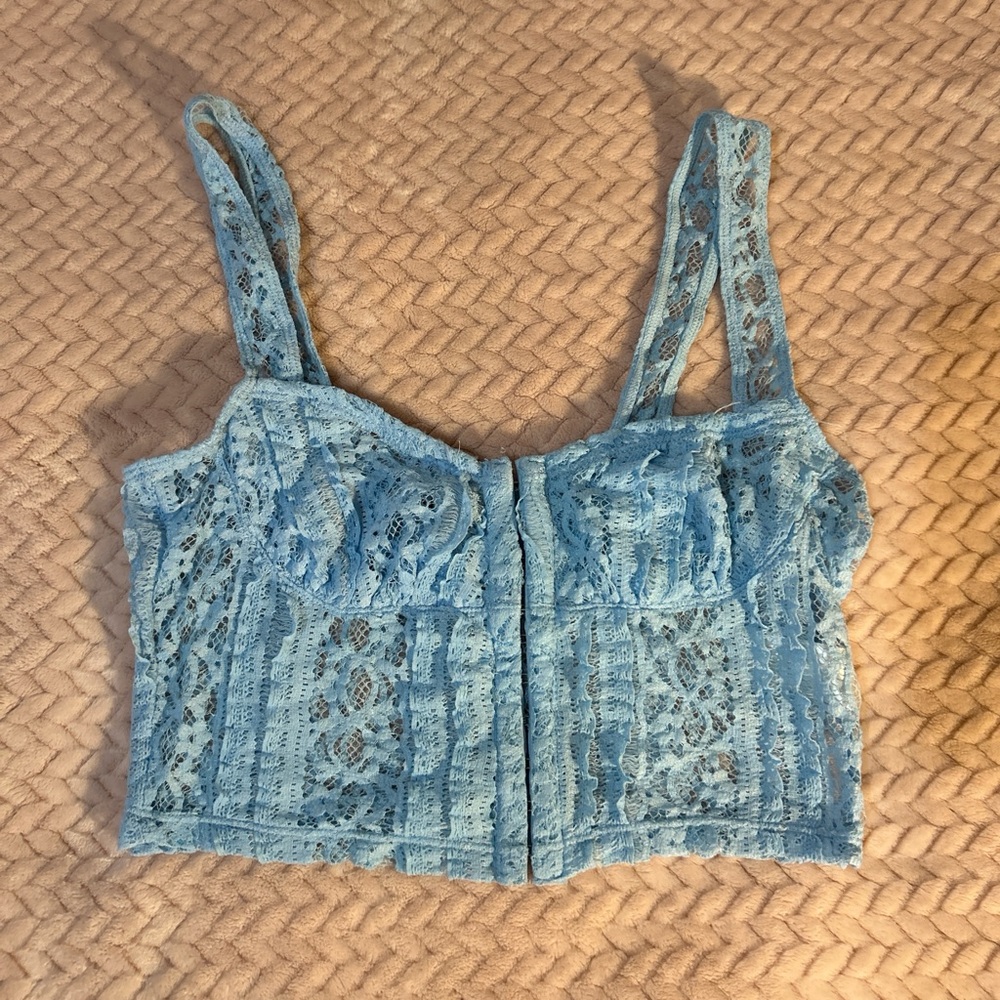 Light Blue Lace Crop Top